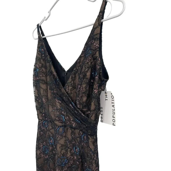 DRESS THE POPULATION Fiona Metallic Lace Overlay Highlight Dress XS $248.00 - Picture 8 of 16
